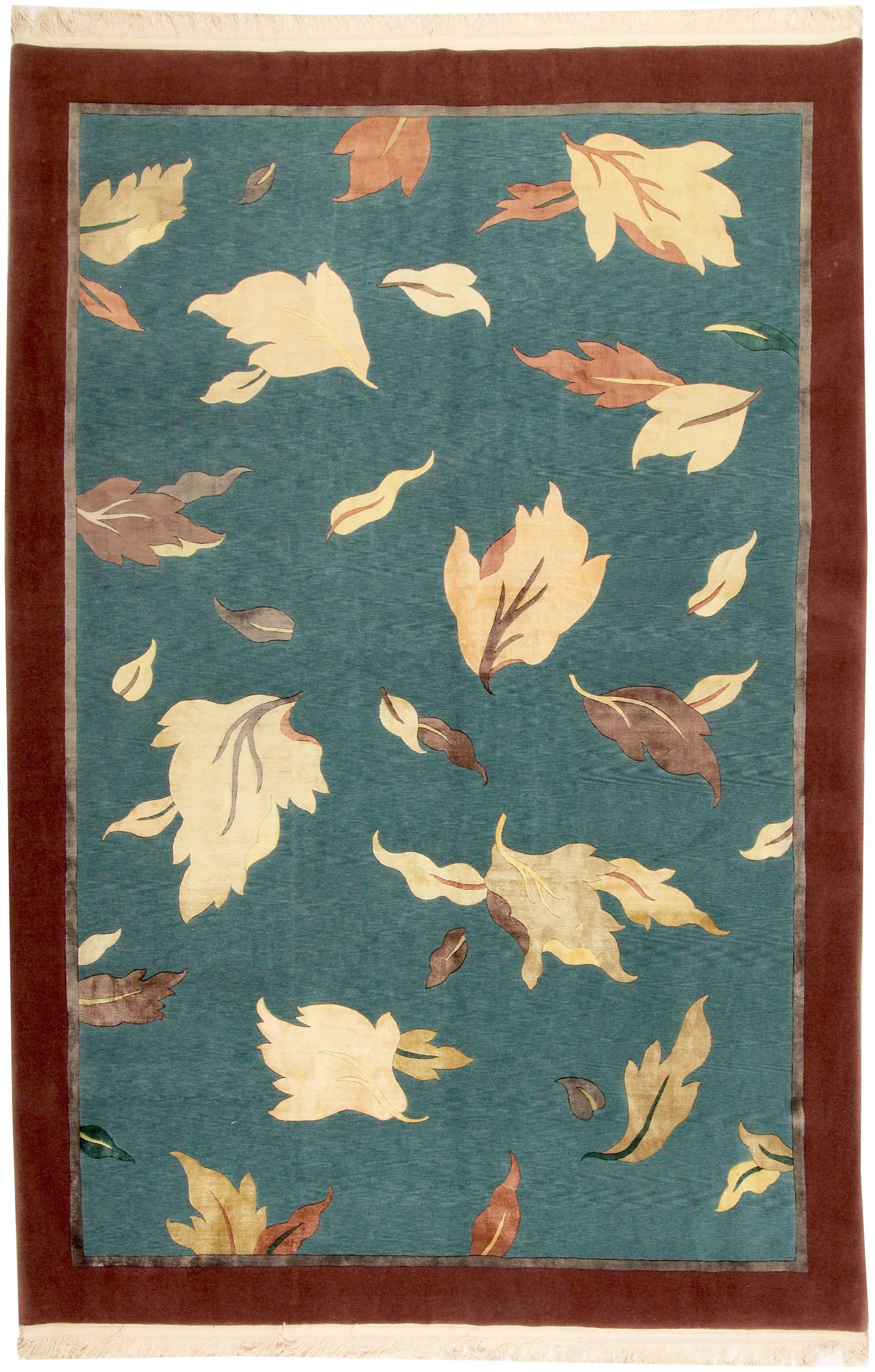 Via Como - 'Falling Leaves Blue - Fine' Rug - Size 6' 7" x 9'10"