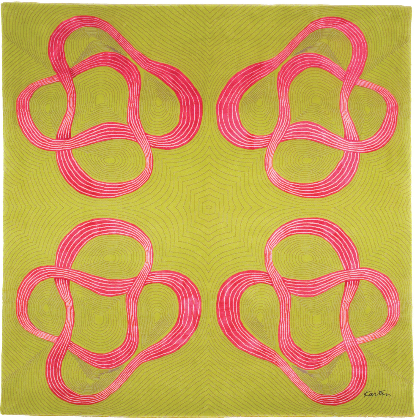 Karim Rashid - 'Fusion Pink/Green' Rug 6' x 6'