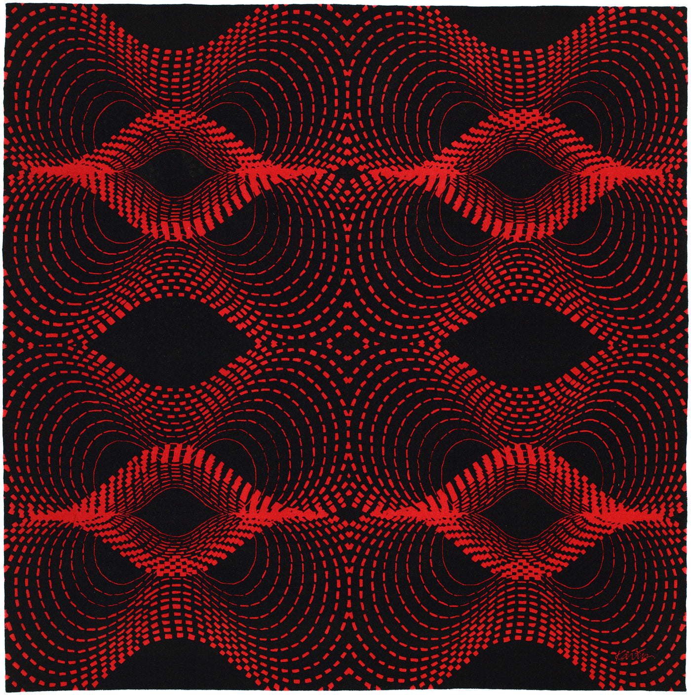 Karim Rashid - 'Gamma Black/Red' Rug 6' x 6'