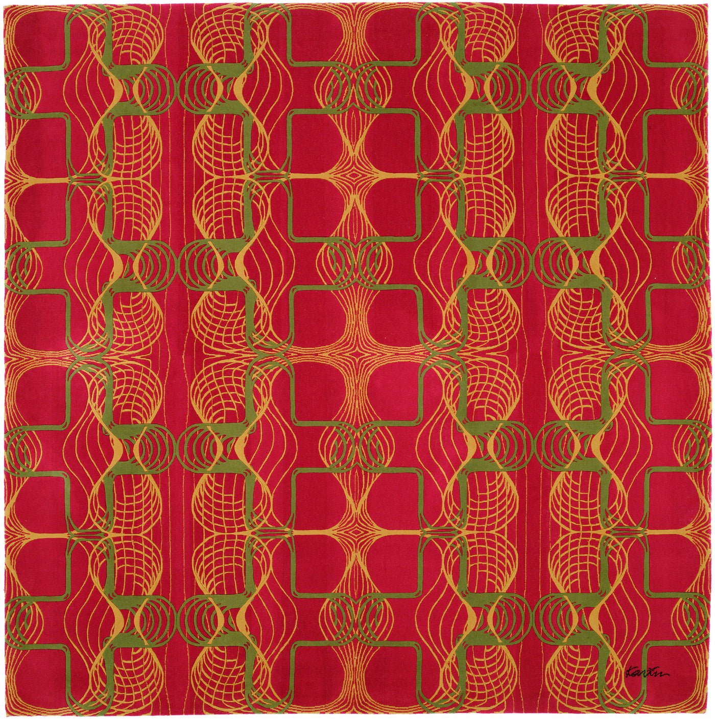 Karim Rashid - 'Myriad Red' Rug 6' x 6'