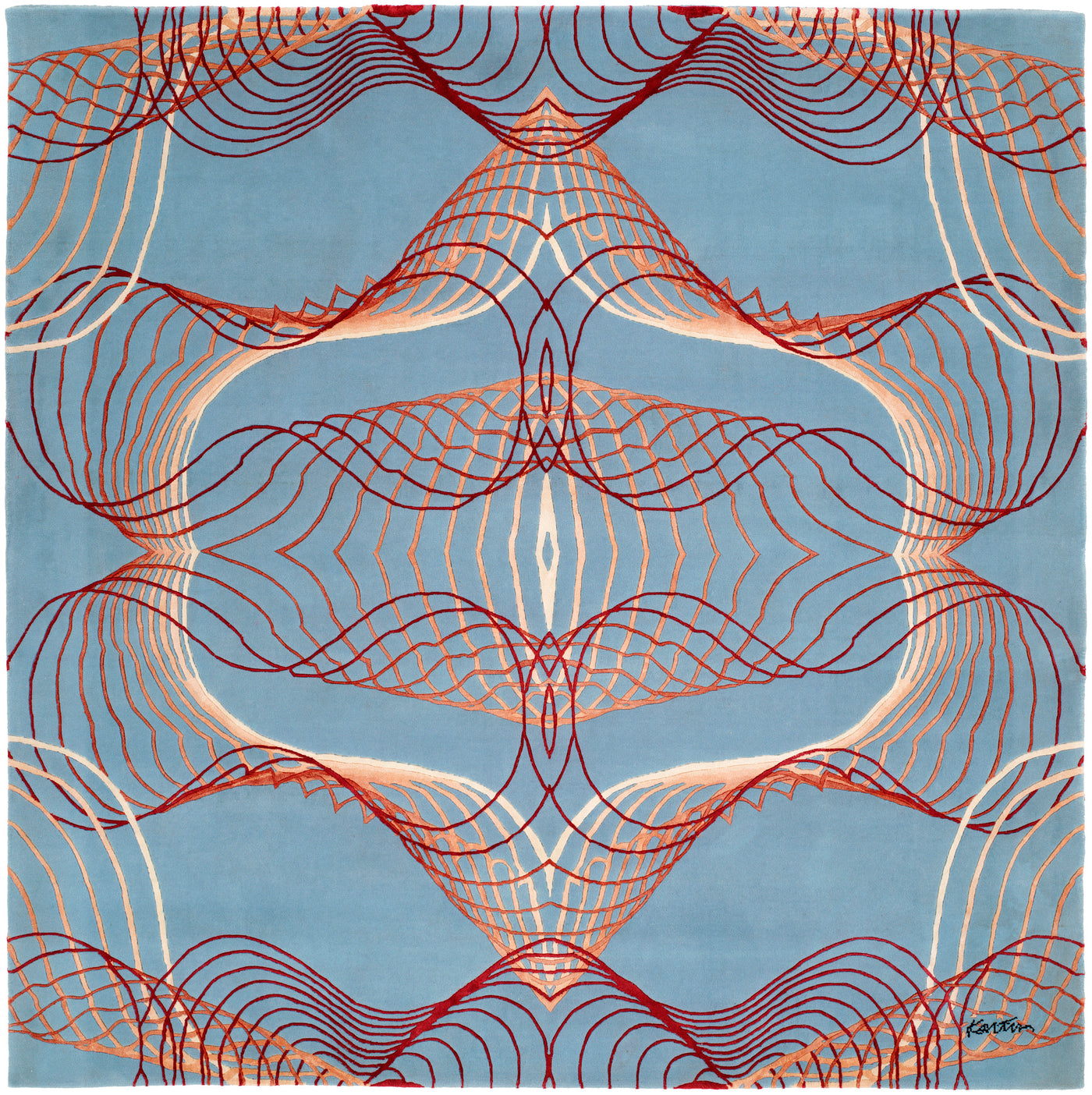 Karim Rashid - 'Nova Blue' Rug 6' x 6'